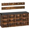 HOOBRO Panca Scarpiera, 100 x 30 x 48 cm, Panca Contenitore con Scomparti Aperti, Portaoggetti, Seduta Imbottita, Stabile, per Ingresso, Corridoio, Camera da Letto,Marrone Vintage EBF112HX01G1