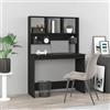 BARULUOAKLIFE Scrivania con Mensole Nera in Legno Multistrato 102x45x148 cm per Ufficio Compatta e Resistente, Design Salvaspazio con Ampio Spazio Portaoggetti, Materiale Stabile e Facile
