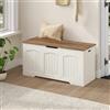 Fobyfurny Cassapanca, Cassapanca Contenitore in Legno, Panca Contenitore con Cerniere di Stabilità, per Ingresso, Camera da Letto, Soggiorno, 100 x 40 x 48 Cm, Bianco e Marrone FFXD103PWR1