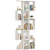 HOMCOM Scaffale a 5 ripiani, libreria stretta, libreria a forma di S, per soggiorno, camera da letto, studio, ufficio, 80x24x200 cm, bianco