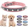 WeimoMonkey Collare per cani con borchie rosa XS Piccolo Rivetto Spike Studded Puppy Girl Femmina Piccolo Gattino Collari Extra Small Regolabile Riflettente per Xsmall Razze Piccole Collare Funghi Stud