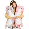 Bobomon Cuscino Peluche Gatto, Peluche di Gatto Lungo Kawaii Gattino Cuscino Morbido Pupazzo Giocattoli Peluche Regalo per Bambini (70cm, Rosa)