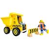 Hape Camion da Cantiere Giocattolo, con Operaio Edile, Benna Flessibile e Accessori, Giocattolo da Costruzione per Bambini