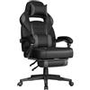 SONGMICS Sedia Gaming, Sedia Ufficio con Poggiapiedi Poggiatesta e Cuscino Lombare, Regolabile in Altezza, Poltrona Ergonomica, Portata 150 kg, Nero Inchiostro e Grigio Ardesia OBG073BH20