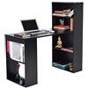 BAKAJI Scrivania con Doppia Libreria 2 + 4 Scomparti Tavolo da Lavoro Porta Pc Computer in Legno Melaminico Arredamento Casa Ufficio Cameretta Dimensioni 120 x 55 x 120 cm (Nero)