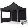 TOOLPORT Gazebo Pieghevole Giardino 3x3m - 2 Laterali Alluminio Telo Idrorepellente Padiglione Mercati Sagre Nero