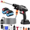 RugoTech Idropulitrice a batteria da 1500 W, 21 V, mobile e portatile, senza fili, 60 bar, con tubo da 5 m, 3 ugelli e secchio d'acqua, aspira direttamente dal secchio, ideale per auto, bicicletta