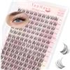 YOONOYA Ciglia Finte Ciuffetti 140 pezzi C Curl Ciuffetti Extension Ciglia 10-12 mm DIY Individuali Naturali Ciglia Finte Ciuffetti with Banda Trasparente Riutilizzabili(QX-10-12mm)