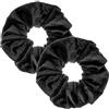 Specora - Classic Velvet Scrunchie nero - Confezione da 2 - 14 cm - Morbido, voluminoso e delicato sui capelli - Elastico per capelli da donna