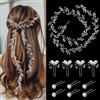 YiiHHooN 11 Pezzi Accessori Capelli Sposa, Vite per Capelli Sposa 100 cm/39 in e Forcine con Perle, Copricapo Sposa Argento con Cristalli e Perle per Sposa Damigelle
