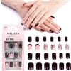 Melissa Professional 24 Pezzi Unghie Finte Corte, French Press on Nails, Unghie Finte Adesive per Salone Manicure, Nail Art Principiante (Corte)
