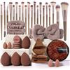 Zykra Set di 40 pennelli da trucco professionali per donne, mix di fondotinta, strumenti di bellezza di alta qualità, spugna per fondotinta, applicatori di trucco (40 pezzi, caffè)