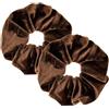 Specora - Classic Velvet Scrunchie marrone - Confezione da 2 - 14 cm - Morbido, voluminoso e delicato sui capelli - Elastico per capelli da donna