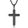 ZDaoBen Collana Croce Uomo Acciaio Inossidabile Ciondolo Croce da Uomo Regali Gioielli Cristiani per Donna 60 cm Nero