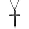 ZDaoBen Collana Croce Uomo Acciaio Inossidabile Ciondolo Croce da Uomo Regali Gioielli Cristiani per Donna 60 cm Nero