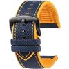 XNJIADVSY Cinturino in caucciù compatibile con IWC Pilot Mark 18 portoghese Tudor Breitling cinturino in nylon inferiore 20mm 21mm 22mm(Blue Yellow-Black,23mm)