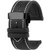 XNJIADVSY Cinturino in caucciù compatibile con IWC Pilot Mark 18 portoghese Tudor Breitling cinturino in nylon inferiore 20mm 21mm 22mm(A-Black white-Black,24mm)