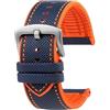 XNJIADVSY Cinturino in caucciù compatibile con IWC Pilot Mark 18 portoghese Tudor Breitling cinturino in nylon inferiore 20mm 21mm 22mm(Blue Orange-Silver,22mm)