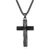 ZDaoBen Collana Croce Uomo Acciaio Inossidabile Ciondolo Croce da Uomo Regali Gioielli Cristiani per Donna 60 cm Nero