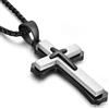 ZDaoBen Collana Croce Uomo Acciaio Inossidabile 316L Ciondolo Croce da Uomo Regali Gioielli Cristiani per Donna 60 cm