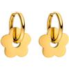 Purelei Orecchini a cerchio piccoli con fiore - piccoli orecchini a cerchio con ciondolo floreale | in acciaio inossidabile impermeabile | placcatura in oro 14K, argento e placcatura in oro rosa 18K