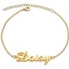 AUROGLOW Cavigliera da donna personalizzabile con nome, lunghezza regolabile | resistente all'acqua con catena di estensione di 5 cm