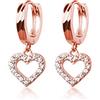 SLUYNZ 925 Argento Sterlina Delicato CZ Orecchini a Cerchio a Cuore per Donne Ragazze Adolescenti Orecchini a Goccia a Cuore Dolce Amore (C-Rose Gold)