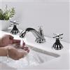 OMGGYER Rubinetti da Lavandino Vintage a Doppia Manopola, Rubinetto da Lavandino con Due Maniglie, Miscelatore Acqua Calda e Fredda per Lavabo a 3 Fori, Rubinetto per Bagno (Argento)