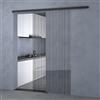 doporro Porta Scorrevole in Vetro Temperato 8 mm Finitura Nero Opaco Spazzolato 90 x 205 cm con Pellicola di Sicurezza, Maniglia Quadrata Muranino-001