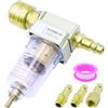 TETEWEVER Separatore di olio per acqua da 1/4, in ottone, con 4 attacchi rapidi e 1 filtro ad aria compressa in teflon per compressore
