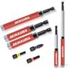 GEINXURN Set di 5 punte con manicotto di guida autoestraente, guida magnetica 80/120 mm, previene le oscillazioni delle viti per avvitatore a batteria, trapano a percussione, più con punte da 25 mm