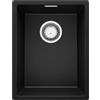 PRIMAGRAN Lavello da Cucina Nero 36x47cm, Lavandino in Granito a 1 vasca + Sifone Classico, Lavabo da Cucina Incasso al Mobile 40cm - London Slim S027