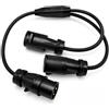 NLIGHTING Sdoppiatore CEE 16A IP44 2 Vie 2P+T 230V - Adattatore Industriale a Y con 1 Spina Maschio e 2 Prese Femmine - Cavo H05RN-F 3x2.5 mm² per Camper, Campeggio, Cantiere e Eventi