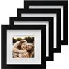 Eulihent Set di 4 Cornici Foto 15x15 cm Cornice Portafoto Quadrata in Legno MDF con Vetro Acrilico Passepartout per Montaggio a Parete o Tavolo (Nero)