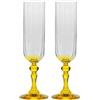 Krosno Flûte da Champagne 220 ml con stelo giallo, set da 2 - per mocktail, Mimosa, Prosecco, Cava e Spritz - cristallo senza piombo - lavabili in lavastoviglie - Bubble Celebration Moments