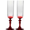 Krosno Flûte da Champagne 220 ml con stelo rosso, set da 2 - per mocktail, Mimosa, Prosecco, Cava e Spritz - cristallo senza piombo - lavabili in lavastoviglie - Bubble Celebration Moments