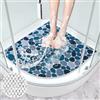Mofonky - Tappetino da doccia antiscivolo, 70 x 70 cm, grande, triangolare, per angolo doccia, in PVC e luffa, sicuro, per vasca da doccia, ad asciugatura rapida