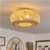 hofstein Plafoniera Bauro, lampada da soffitto moderna in metallo/bambù in colore oro/natura, lampada dal design boho con effetto luce, ø40 cm, 1 luce, 1 x E27, senza lampadina/e