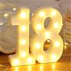 ENLACE Lampada a LED con Numeri Illuminati 18, Numeri con Cifre Luminose 1 e 8, Luce Bianca Calda, Cifre Luminose a Batteria, Luci con Numeri Illuminati per Festa di Compleanno da 18 Anni per Ragazza