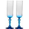Krosno Flûte da Champagne 220 ml con stelo turchese, set da 2 - per mocktail, Mimosa, Prosecco, Cava e Spritz - cristallo senza piombo - lavabili in lavastoviglie - Bubble Celebration Moments