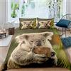 Homemissing Koala - Set di biancheria da letto per ragazze e ragazzi, con motivo koala e orso, copripiumino, copripiumino, 3D, per letto singolo, 2 pezzi