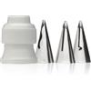 Ateco 384 - Set di 4 tubi per decorazione con volant, con punte in acciaio inox: 030, 040, 070 e un accoppiatore standard