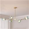 ENTHERONIC Lampadario da soffitto Nordico a 5/6 luci, Braccio Regolabile, Luci Dorate, E27, Illuminazione da soffitto retrò in Alluminio per corridoio, Cucina, Isola