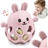 AiTuiTui Massaggiagengive Coniglio con Sonaglio per Neonati, Giochi per la Dentizione, Regalo Compleanno per Bambini 0 3 6 9 12 Mesi, Giocattolo Massaggia Gengive Neonato Facile da Afferrare in Silicone, Rosa