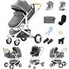 YAZOCO Passeggino Trio, con Ovetto I-SIZE Passeggino 3 in 1 Neonati con Due Modi Reversibili Spingere, Trio con Design Pieghevole in Un Clic (3 in 1 530 Grigio)