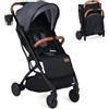 LIFEZEAL Passeggino Leggero per Bambini 0-3 Anni, Passeggino Pieghevole da Viaggio con Tettuccio, Poggiapiedi, Portabicchieri, Cestello Portaoggetti, Copertura Antipioggia, fino a 15kg (Grigio)