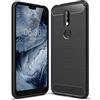 NALIA Custodia Silicone per Nokia 7.1 (2018) - Antiscivolo & Opaca - VORTEX (Effetto Spazzolato & Design Carbonio) - Marchio Tedesco