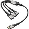 XMSJSIY Cavo di ricarica USB Type-C Y Splitter 1 in 3 Out Adattatore USB-C maschio a 2 tipo C femmina e 1 tipo A femmina PD 60W ricarica rapida e porta OTG Cavo convertitore di trasferimento dati - 30