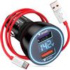 TOPAUX 2 Porte 80W Caricatore Auto Veloce per SUPER-VOOC, 1M 3A Adattatore Cavo di Ricarica Rapida USB-A a C Carica Batterie per OnePlus 15R 13R 13 12 12R 11 10 9 Pro, 65W per Nord 5 CE5 CE4 Lite