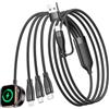 BLITEZZ Caricatore Apple Watch,Cavo iPhone da 1,2m,Cavo Ricarica Multiplo 4 in 2 con cavo Lightning Cavi USB C Cavi Micro USB Caricatore iWatch per iWatch Serie 9/8/7/6/5/4/3/SE/iPhone/iPad/Huawei/PS4